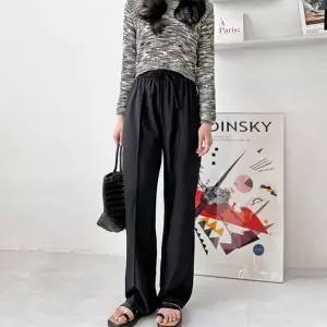 여성 일자 바지 데일리 루즈핏 슬랙스 여성 밴딩 팬츠 찰랑 여름 트레이닝