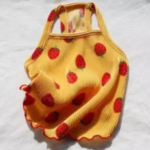 [반려] 패션 1P 티셔츠 여름 나시티 옐로우 주름 강아지 딸기