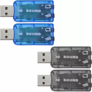 3.5mm 헤드폰 및 마이크 포트가 있는 SING F LTD 4PCS 외장 5.1 USB 스테레오 사운드 카드 Windows 2 블랙