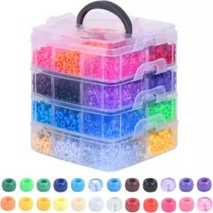 Simetufy 4200Pcs 포니 비즈 24가지 색상의 칸디 벌크로 머리를 묶는 우정 팔찌 공예 DIY 주얼리