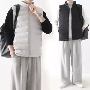 [지지블랙][1 1] 테노 하이넥 집업 패딩 조끼 숏패딩 베스트 빅사이즈 ZZBVT018