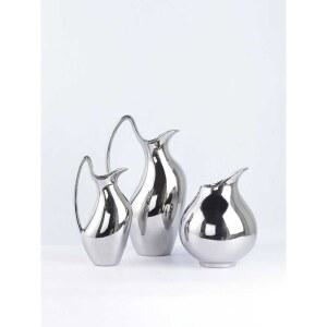 도금 인테리어 전기 도자기 꽃병 북유럽 16x21cm 유리 실버