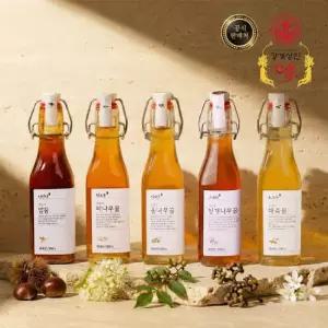 강개상인 백두대간 옴니버스 꿀세트 350g x 5병) 천연 벌꿀 5종 하루 한잔