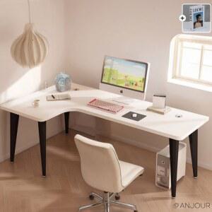 코너 책상 원목 철제 데스크 화이트 120x100cm 1호 좌측 기역자 모던