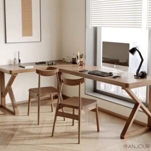 기역자 책상 뉴질랜드 소나무 원목 좌측 1호 코너 120x100