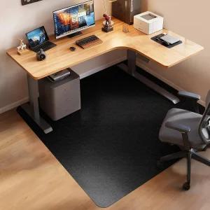 하드우드 바닥용 사무용 의자 매트 63인치 x 51인치 초대형 블랙 미끄럼 방지 책상 L 컴퓨터 아래의 튼튼한