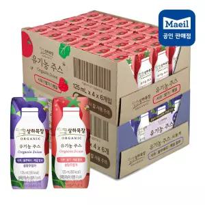 [브랜드정품]상하목장매일유업 상하유기농주스 125ml 혼합 [사과블루베리 24팩+딸기24팩] 총48팩 과일주스