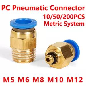 콤푸레샤 부품  PC 공기 공압 피팅 퀵 커넥터 PC4-m5 4-M6 4mm 6mm 8mm 10mm 12mm 수나사 1/4 1/2 1/8 3/8