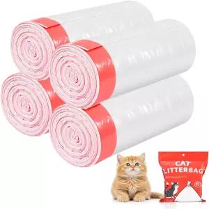 80 카운트 두꺼운 고양이 화장실 라이너 자동 및 로봇 4 3 헤비 듀티 드로스트링 일회용 25인치 x 16인치