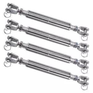 로드하드웨어 4Pc 스테인리스 스틸 3인치/8인치 M10 턱 및 턴버클 장력 케이블 로프 체인 1200파운드 하중