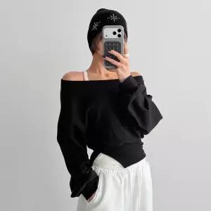 [유야]여성 면 무지 크롭 오프숄더 맨투맨 티셔츠 -FTS1018- 봄 가을