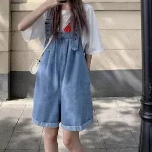 데님 오버핏 점프수트 여자 A라인 멜빵바지 오버롤즈
