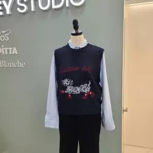 [수스]강아지 조끼 셔츠 세트 S261BSH151/네이비,베이지