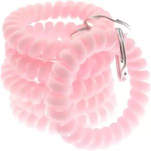 린드 키친 6PCS 핑크 플라스틱 손목 열쇠고리 스프링 유연한 나선형 코일 신축성 손목밴드 ID 배지용