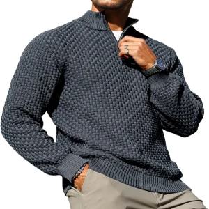 자이툰 남성 쿼터 집 스웨터 폴로 집업 풀오버 와플 니트 모의 넥 터틀넥