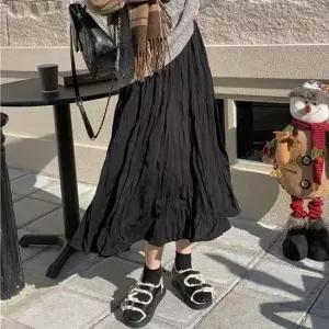 여자 플리츠 주름 A라인 편한 롱스커트 허리밴딩 2색