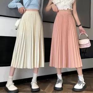 여성스커트 플리츠 허리밴딩 A라인 주름 롱치마 3색