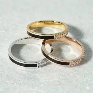 [엘렌쥬얼리]실버 Silver 925 하프 블랙 오닉스 라인 미스 링 은 반지