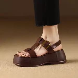 여자 러블리 신발 스트랩 샌들 빅사이즈 통굽 컴포트 키높이 슬링백비치슈즈 다올5