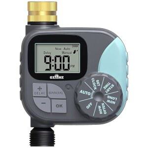 정원 호스용 스프링클러 타이머, 레인 지연 기능이 있는 프로그래머블 호스 / 수동 자동 관개 시스템, 잔디밭용 실외 타이머 컨트롤러, 콘센트 1개