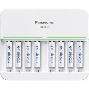 [미국배송] 에네루프 파나소닉 K-KJ63M3A8BA 어드밴스드 8포지션 충전식 배터리 5시간 급속 충전기 8개 LED 충전 표시등 AAA 8개 포함