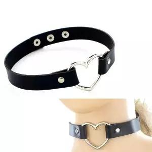 여성 하트 가죽 레더 초커