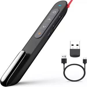 포인터가 있는 Norwii N76 충전식 프레젠테이션 클릭기 장거리 리모컨 파워포인트 무선 슬라이드