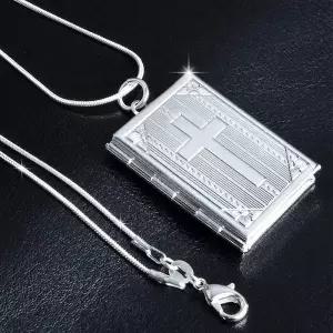 사진 액자 빈티지 십자가 실버 펜던트