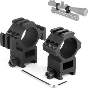 Qitoump 하이 프로파일 스코프 링 마운트 30mm 및 바디 튜브 블랙 피카티니/직조 레일2팩에 적합