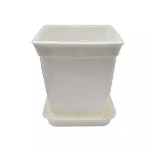 [RIZPICK]정사각 백색 화분 도자기느낌 플라스틱화분 3호