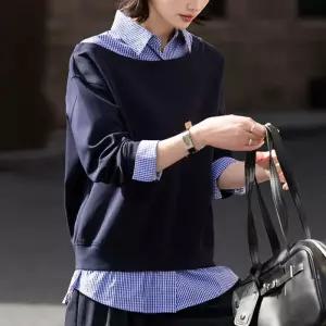 [몽벨리즈]오프숄더칼라체크블라우스 mde2302681