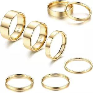 ADRAMATA 18mm 14K 금도금 링 여성용 스태킹 얇은 밴드 플레인 핑키 엄지손가락 트렌디한 미드