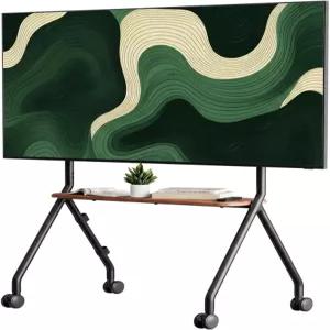 49-80인치 TV 화면 최대 110파운드 바퀴가 달린 휴대용 스탠드 비즈니스 사무실 학교 가정용 카트 블랙용