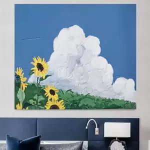 카페 거실 장식 패브릭포스터 유화 그림 해바라기 중