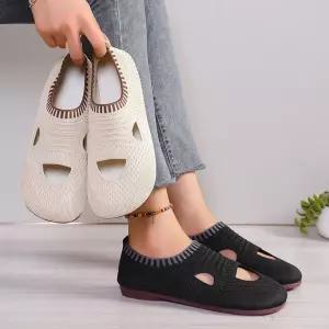 니트 엄마룩 가볍고 슈즈 통굽 통기펌프스 여성패션 플랫 아쿠아 펀칭 DL5