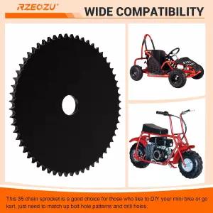 미니 바이크 고 카트 파워스포츠 부품을 위한 RZEOZU DIY 스틸 스프로켓 35 체인 60 투스 1-3/8인치 보어