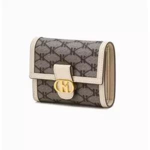 국내 매장판 헤지스 vk 지갑 쇼핑백동봉 아이보리 시그니처 패턴 가죽 반지갑 HIWA4F878IV 여성 여자 정품