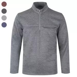 남자 겨울 따스한 기모 퀼팅 반 집업 티셔츠 BR-L-TS-JT888M-회색