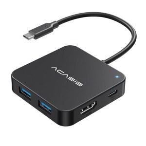 [미국배송] ACASIS USB C 허브 10GBPS 4K 60HZ HDMI 100W 전원 공급 A3.2 데이터 포트 MACBOOK용 TO 어댑터 DELL LENOVO SURFACE IPAD PRO XPS(블랙)