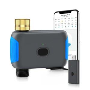 스마트데일 WiFi 스프링클러 타이머, 스마트 블루투스 호스 원격 APP가 탑재된 프로그래머블 자동 관개 시스템, 알렉사 구글과 호환, 야외 정원 잔디밭용 급수, 콘센트 1개