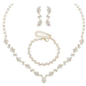 Axio 우아한 목걸이 귀걸이 팔찌 크리스탈 신부 결혼식 주얼리 세트 들러리 무도회 공식 의상 액세서리 여성용