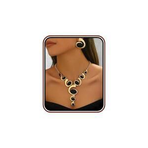 JWIGP 골드 주얼리 세트, 실버 블랙 보호 웨스턴 청키 빈티지 펜던트 목걸이 스택 트렌디하게 조절 가능한 논 타니스 카우걸 다인티 저자극 귀걸이 여성용 세트