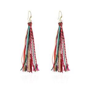 쉘 비즈 롱 태슬 디자인 드롭 귀걸이를 착용한 여성용 보헤미안 페더 댕글 귀걸이