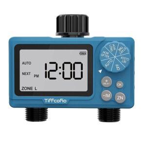 TiFFCOFiO 스프링클러 타이머 실외, 가든 호스용 디지털 사진 촬영 가능, 강우 지연 및 수동 모드가 포함된 관개 타이머(울렛 2개, 팩 1개)