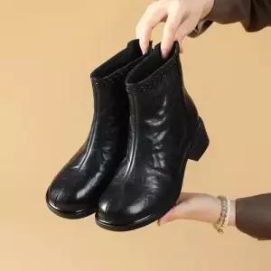 알마센 앵클부츠 슈즈 리얼 가죽 뒷지퍼 라운드 워커 워커힐 부츠 스틸레토 여친 면 가을 빈티지 ADOR3