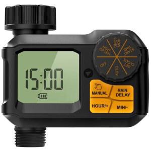 가니엔 스프링클러 타이머, 정원 수도꼭지 1분 7일간 비 지연/수동/자동 급수 컨트롤러 시스템으로 프로그래밍 가능, 야드, 잔디밭, 콘센트 1곳용 디지털 드립 관개 기능 제공
