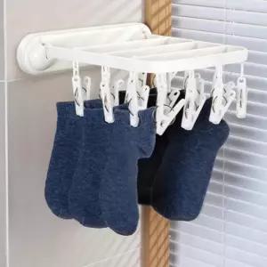접이식 양말 속옷 무타공 벽부착 집게 다기능 건조 옷걸이