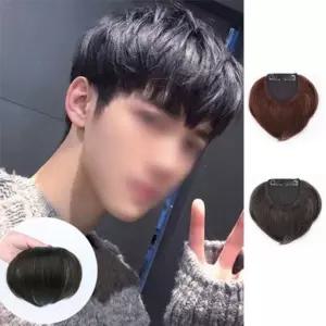 남자 부분 가발 앞머리 정수리 붙임 2컬러 M자 머리숱 앞머리가발 똑딱이가발 피스 남성