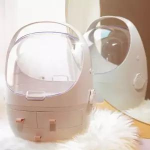 투명 메이크업 정리함 화장품 수납 박스 깔끔한 솔루션 다용도 수납함 핸들형 케이스