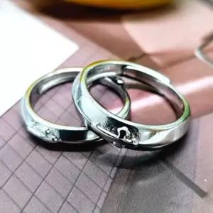 하이틴 코디 커플링 체크 패턴 반짝이 글리터 데일리 반지